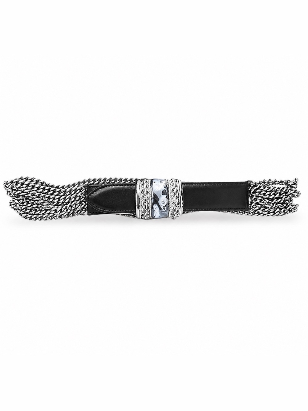 J & M DAVIDSON Black Leather and Sterling Silver Women's Belt